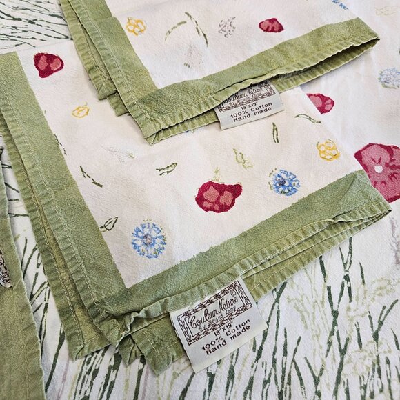 Couleur Nature Springfield Cotton Green Floral Tablecloth 2 Matching Napkins - Picture 2 of 12